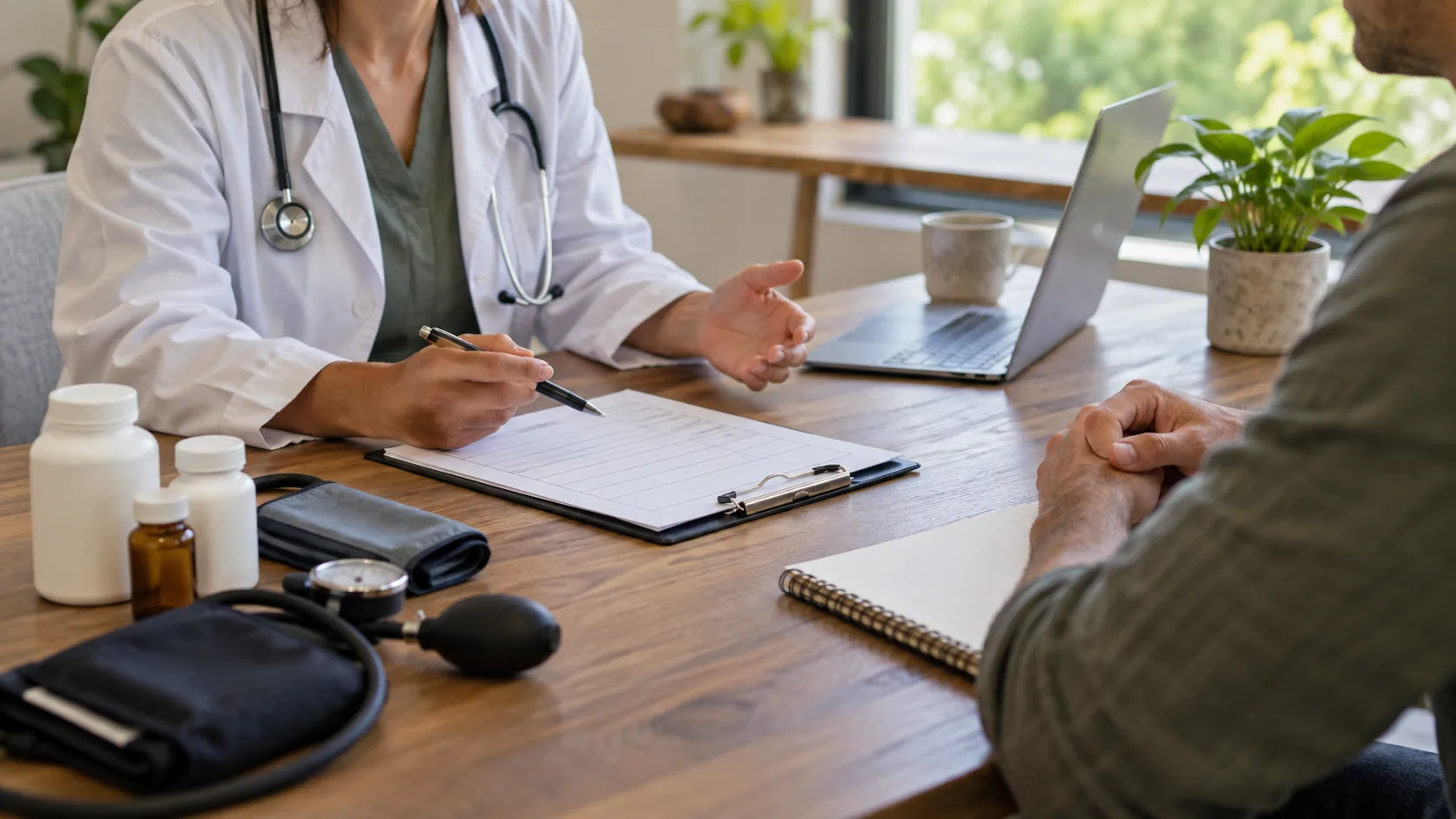 Qualified clinician reviewing health history and medications before an ayahuasca retreat
